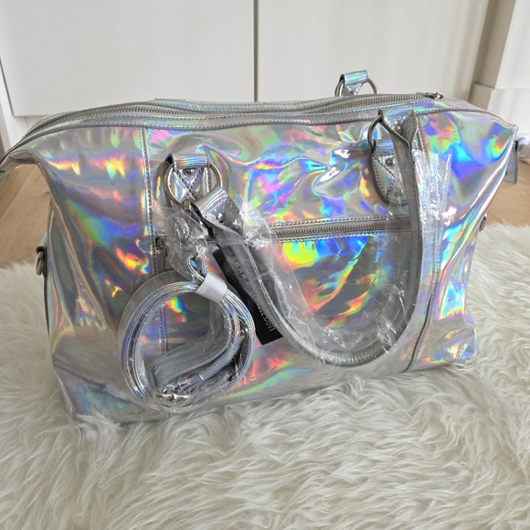 Dolls Kill Handbags - NWT Current Mood x Dolls Kill Holographic Prism Weekender Duffle Tote Bag
